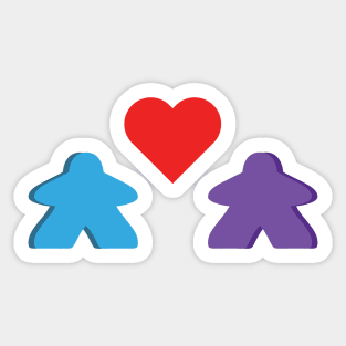 Blue And Purple Meeple Couple Board Game Valentine's Day Sticker